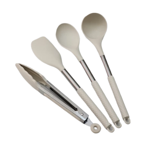 Kit 8 Utensílios de Cozinha de Silicone e Aço Inox Grandes com Balde - Livre de BPA - Original LUMAI